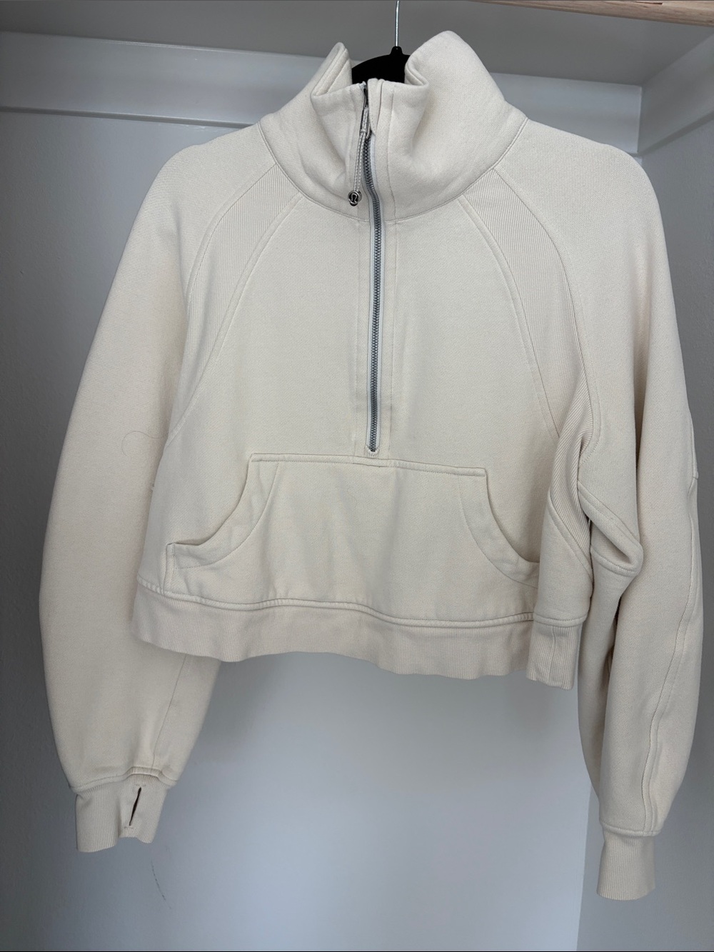lululemon athletica Cropped Half-Zip Pullover in Ivory